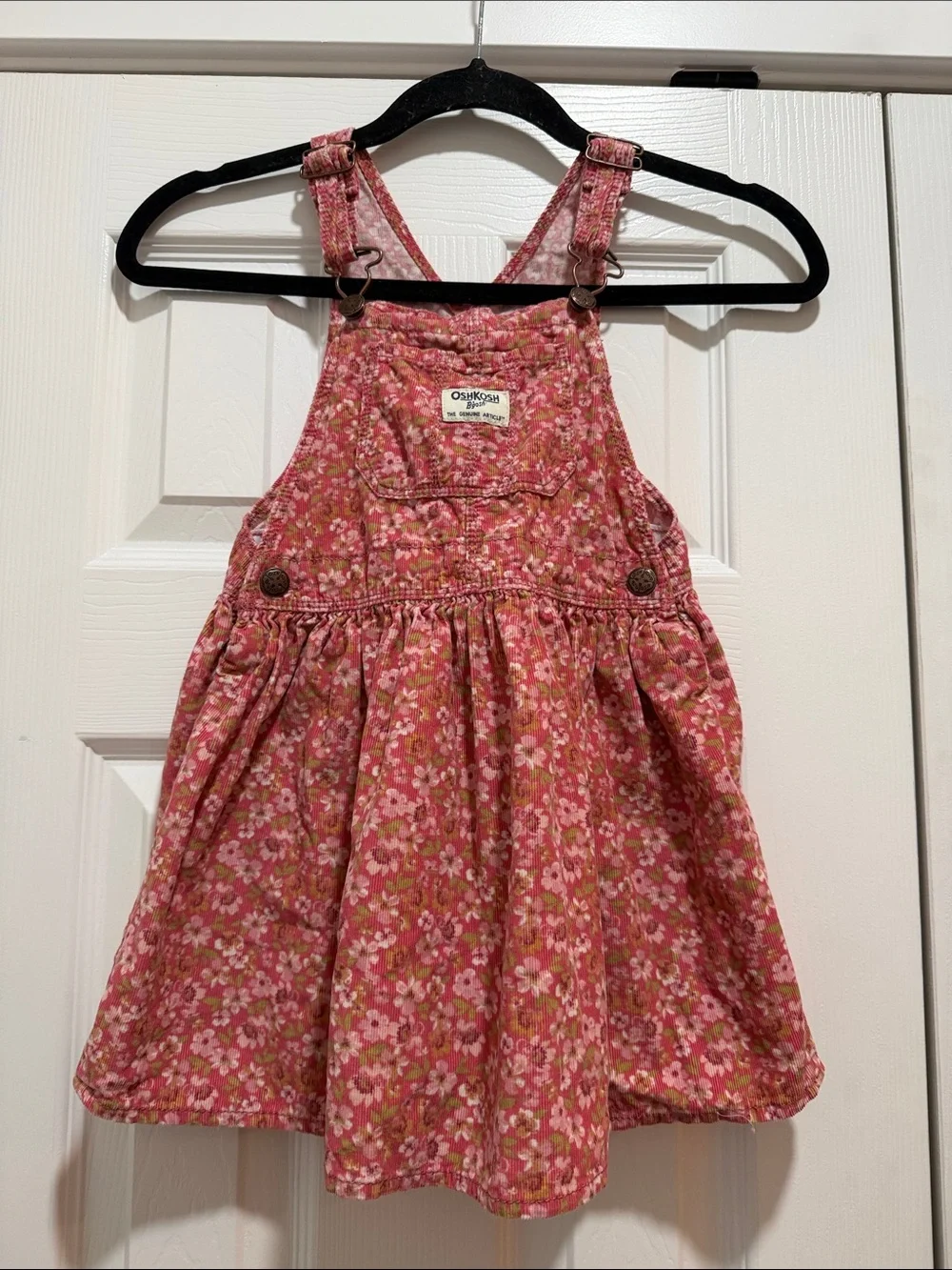 OshKosh Floral Pink Corduroy Overall Dress 5T